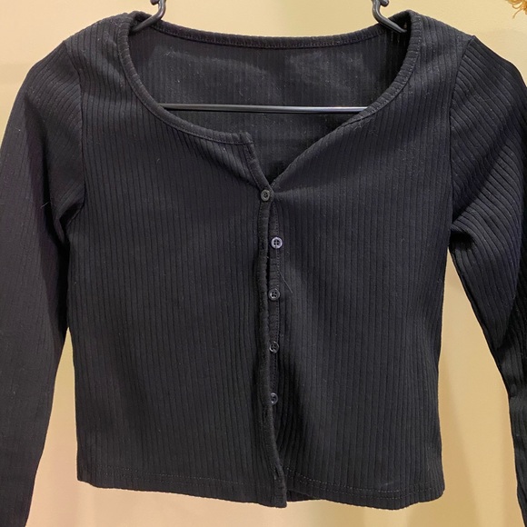 Button Front Rib Knit Tee - Picture 2 of 2